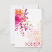 Oranje en Roze Bloemige Waterverf Bloemen Bruiloft RSVP Kaartje (Achterkant)