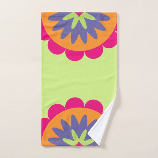 oranje en roze bloemvormen illustratie handdoek (Handdoek)