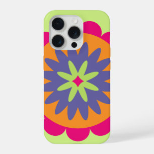 oranje en roze bloemvormen illustratie iPhone 15 pro case