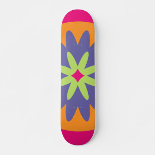 oranje en roze bloemvormen illustratie persoonlijk skateboard