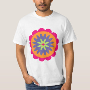 oranje en roze bloemvormen illustratie t-shirt