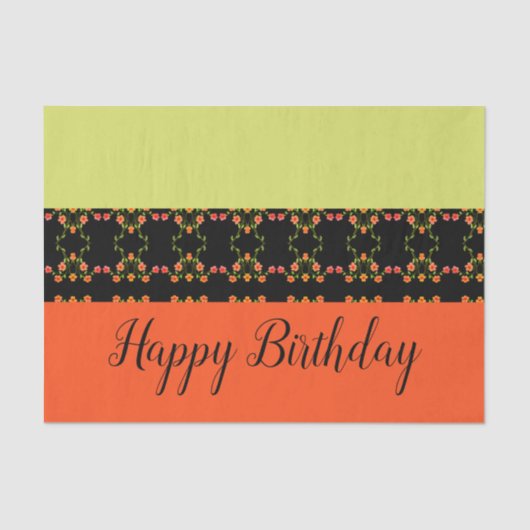 Oranje en roze bloemweefselpapier tissuepapier (Voorkant)