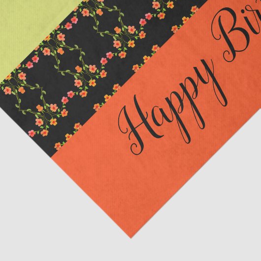 Oranje en roze bloemweefselpapier tissuepapier (Detail)