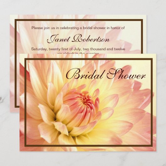 Oranje en Roze Bridal Shower-uitnodigingen Kaart (Voorkant / Achterkant)