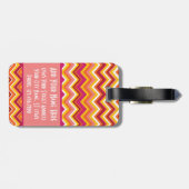 Oranje en roze Chevron Patroon met monogram Bagagelabel (Achterkant horizontaal)
