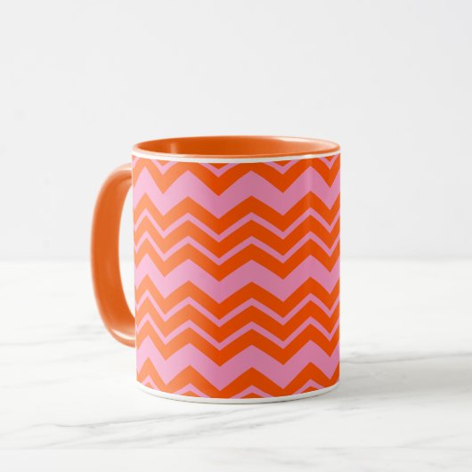 Oranje en roze Chevron patroonontwerp Mok (Voorkant links)