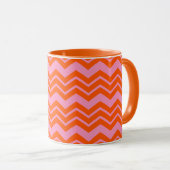 Oranje en roze Chevron patroonontwerp Mok (Voorkant rechts)