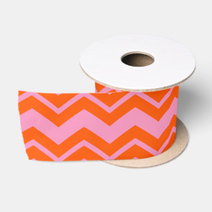 Oranje en roze chevron patroonontwerp  satijnen lint