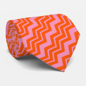 Oranje en roze Chevron patroonontwerp Stropdas (Opgerold)