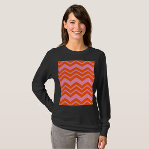 Oranje en roze Chevron patroonontwerp T-shirt