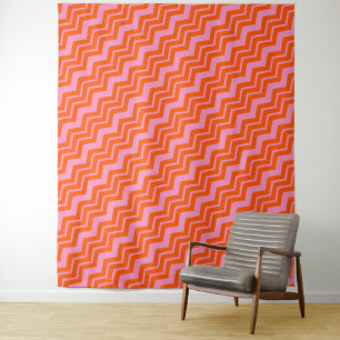 Oranje en roze Chevron patroonontwerp Wandkleed