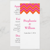 Oranje en roze Chevron Wedding Menu-kaarten Menu (Voorkant / Achterkant)