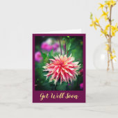 Oranje en roze Dahlia Flower krijgen snel weer goe Kaart (Gele Bloem)