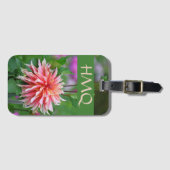 Oranje en roze Dahlia Flower Personal Initialen Bagagelabel (Voorkant (horizontaal))