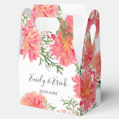 Oranje en roze Dahlia Flowers Wedding Bedankdoosjes (Geopend)