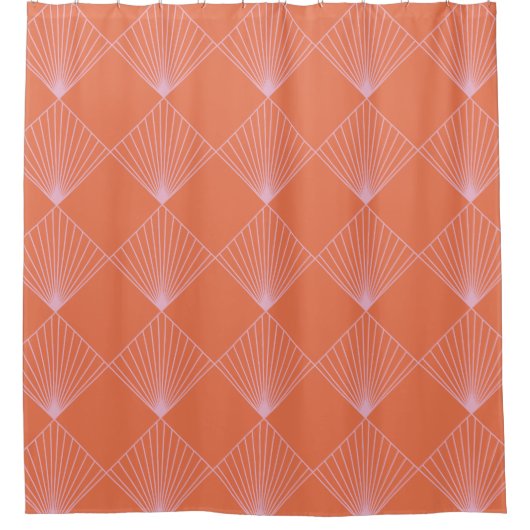 Oranje en roze Deco Line Patroon Douchegordijn (Voorkant)