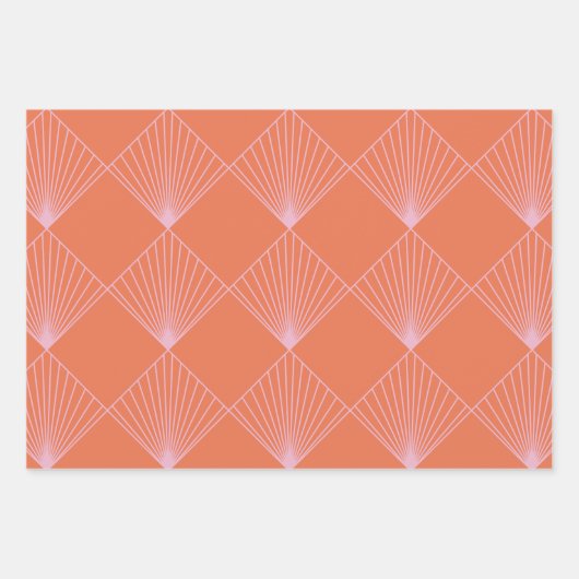 Oranje en roze Deco Line Patroon Inpakpapier Vel (Voorkant 3)
