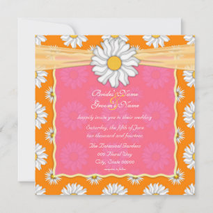 Oranje en Roze en Witte Madeliefjes Bloemstuk Vier Kaart