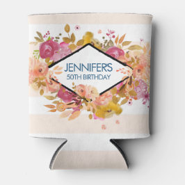 Oranje en roze Floral Bouquet Birthday Blikjeskoeler