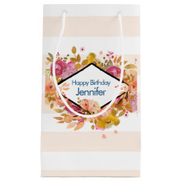 Oranje en roze Floral Bouquet Birthday Klein Cadeauzakje