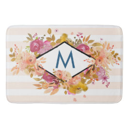 Oranje en roze Floral Bouquet Monogram Badmat