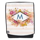 Oranje en roze Floral Bouquet Monogram Rugtassen (Voorkant)