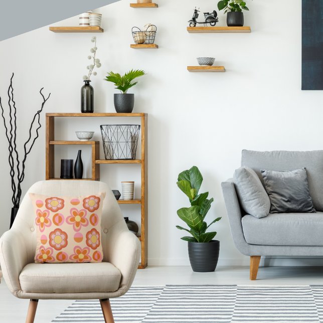 Oranje en roze Geometrisch 1960-stijl Kussen (Creator heeft geüpload)