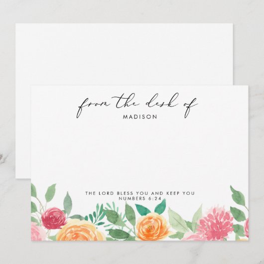 Oranje en roze, gepersonaliseerde scripts notitiekaartje (Voorkant / Achterkant)