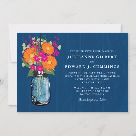 Oranje en Roze Gerber Daisies Mason Jar Kaart (Voorkant)