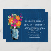 Oranje en Roze Gerber Daisies Mason Jar Kaart (Voorkant / Achterkant)