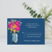 Oranje en roze Gerber Daisies Mason Jar RSVP Invi Kaart (Staand voorkant)