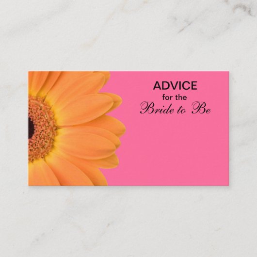 Oranje en Roze Gerber Daisy Advice for the Bride Advieskaart (Voorkant)