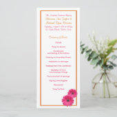 Oranje en roze Gerbera Daisy Wedding Program Programmakaart (Staand voorkant)