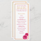 Oranje en roze Gerbera Daisy Wedding Program Programmakaart (Voorkant / Achterkant)