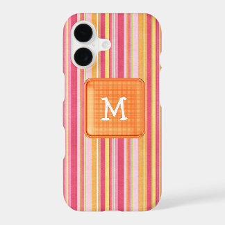Oranje en roze gestreept monogram