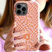 Oranje En Roze Golfpatroon Met Monogram Case-Mate iPhone Case
