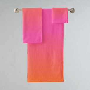 Oranje en Roze gradiënt Bad Handdoek