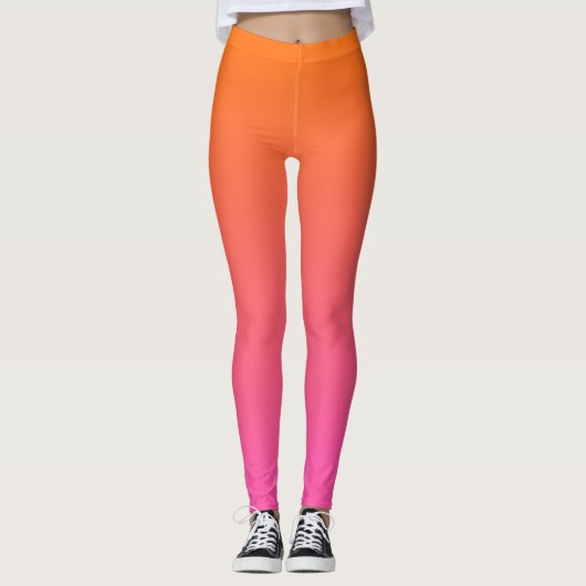 Oranje en Roze gradiënt Leggings (Voorkant)