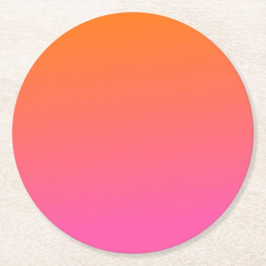 Oranje en Roze gradiënt Ronde Kartonnen Onderzetter (Voorkant)