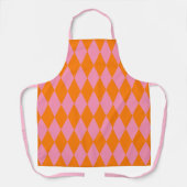 Oranje en roze harlekijn geruit ontwerp schort (Voorkant)