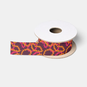 Oranje en roze Hawaiaanse bloemen bruidstaart Satijnen Lint