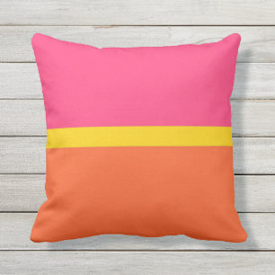 Oranje en Roze horizontaal Stripe Kleurblok Buitenkussen