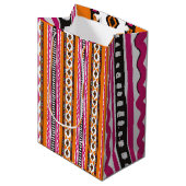 Oranje en roze Kente African Pattern Medium Cadeauzakje (Voorkant Gekanteld)