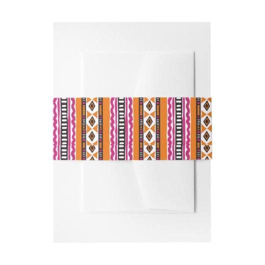 Oranje en roze Kente African Pattern Uitnodigingen Wikkel (Voorkant Voorbeeld)