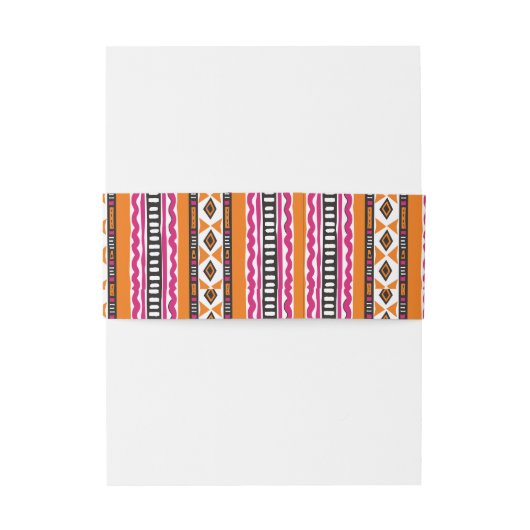 Oranje en roze Kente African Pattern Uitnodigingen Wikkel (Achterkant Voorbeeld)