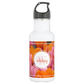 Oranje en roze lentes monogram water flesje waterfles (Voorkant)