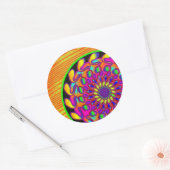 Oranje en roze Mandala Classic Round Sticker (Envelop)