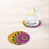 Oranje en roze Mandala Partij Ronde Kartonnen Onderzetter (Insitu)