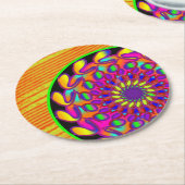Oranje en roze Mandala Partij Ronde Kartonnen Onderzetter (Gebogen)