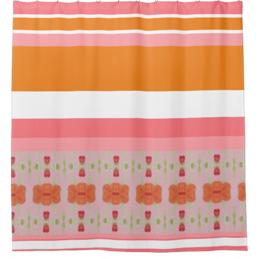 Oranje en Roze Modern Douchegordijn (Voorkant)